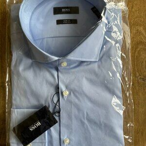 HUGO BOSS men's Jason Slim Fit Stretch Long Sleeve Blue Dress Shirt